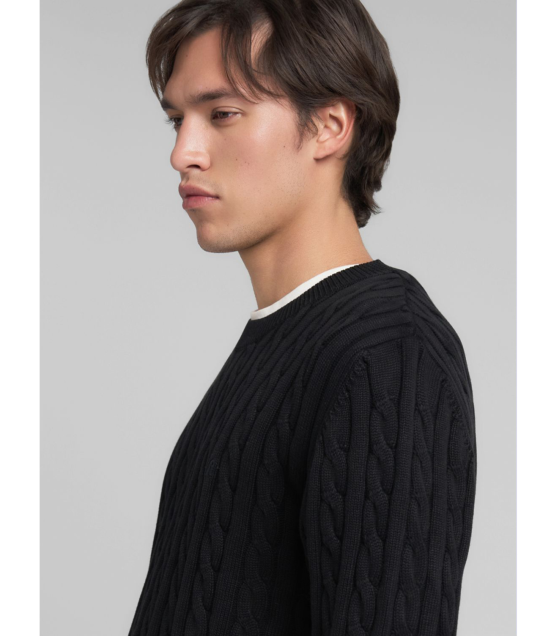 ケーブル編みコットンプルオーバー 詳細画像 ブラック 7